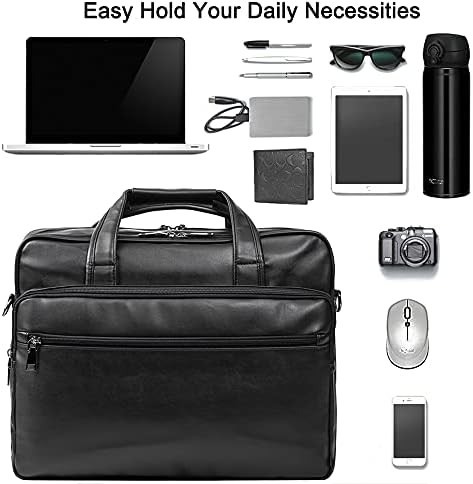 Black leather business laptop briefcase 17.3 — photo 3