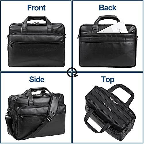 Black leather business laptop briefcase 17.3 — photo 4