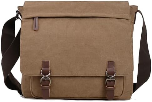 Coffee canvas laptop satchel 15.6