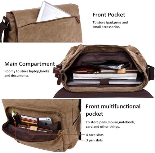 Coffee canvas laptop satchel 15.6 — photo 5