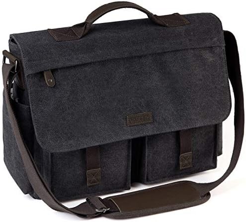 Gray vintage work briefcase messenger 17 in