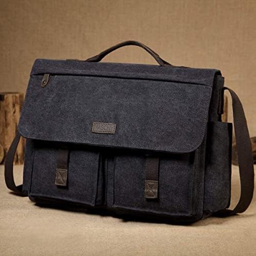 Gray vintage work briefcase messenger 17 in — photo 3