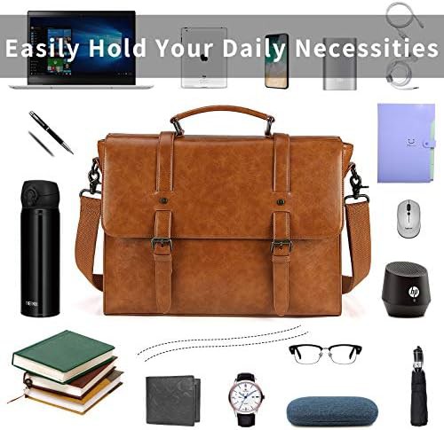 Faux leather satchel shoulder bag 15.6 in — photo 3