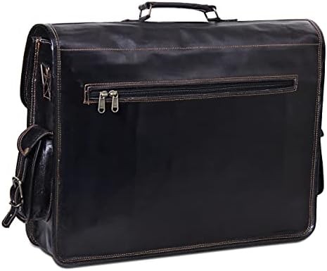 Black vintage leather crossbody satchel 18 in — photo 4