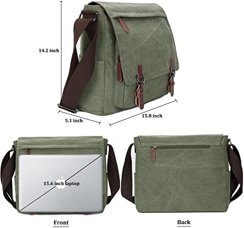 Green canvas satchel 15.6 inch — photo 4