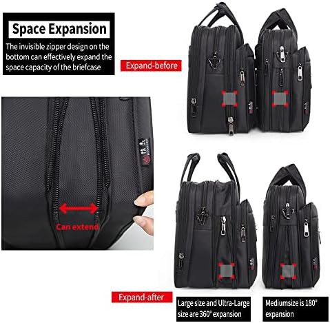 Expandable black canvas briefcase for 17 inch laptops — photo 5