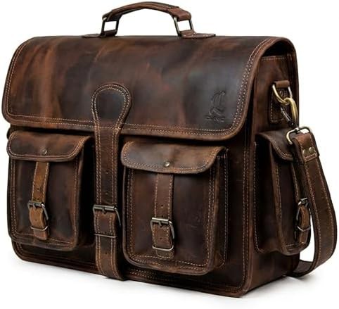 Large Full Grain Leather Business Briefcase