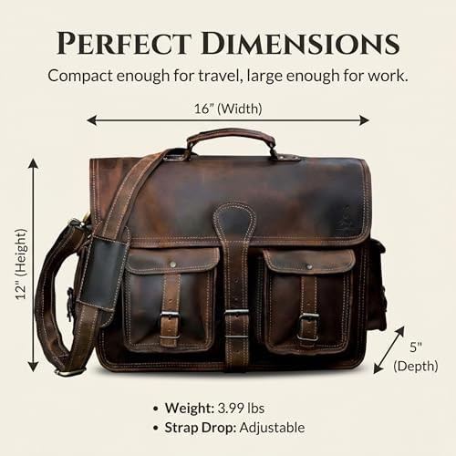 Large Full Grain Leather Business Briefcase — photo 5