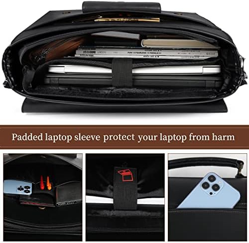 Black vintage satchel laptop messenger 15.6 in — photo 3