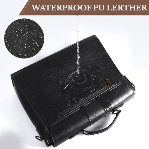 Black vintage satchel laptop messenger 15.6 in — photo 4