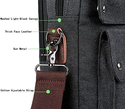 Light black canvas military laptop briefcase — photo 5
