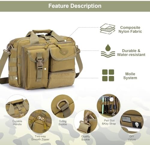 Khaki tactical messenger bag for 14 inch laptops — photo 4