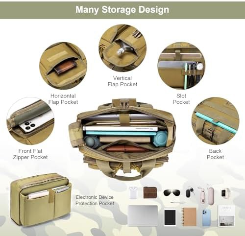 Khaki tactical messenger bag for 14 inch laptops — photo 5