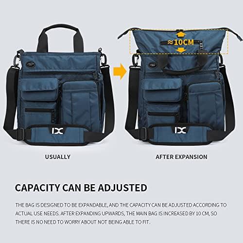 Blue waterproof nylon office messenger bag — photo 3