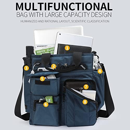 Blue waterproof nylon office messenger bag — photo 4