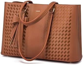 Brown waterproof leather tote 15.6 in