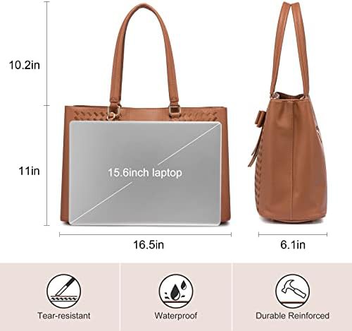 Brown waterproof leather tote 15.6 in — photo 3