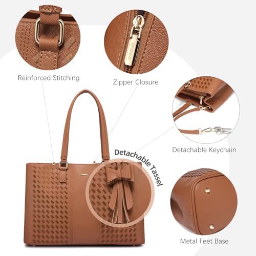 Brown waterproof leather tote 15.6 in — photo 5