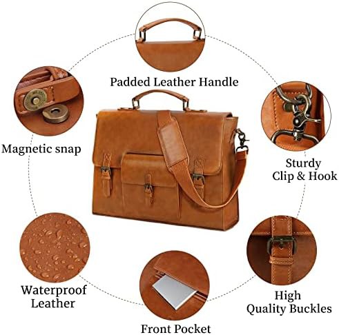 Brown faux leather men messenger bag 15.6 in — photo 5