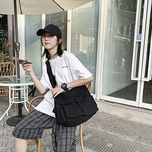 Vintage black canvas multi-compartment crossbody bag — photo 4