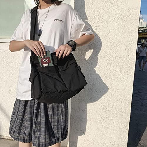 Vintage black canvas multi-compartment crossbody bag — photo 5