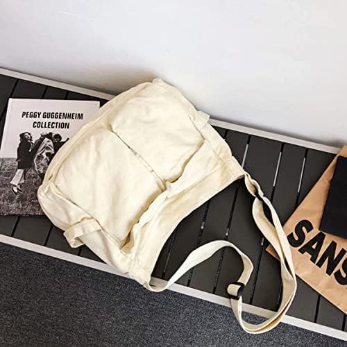 Vintage white canvas aesthetic school crossbody bag — photo 4