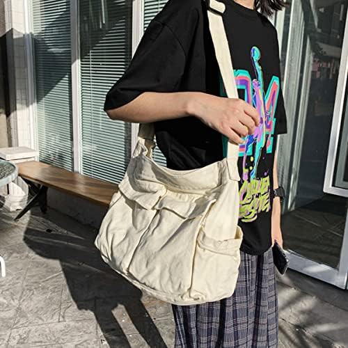 Vintage white canvas aesthetic school crossbody bag — photo 5