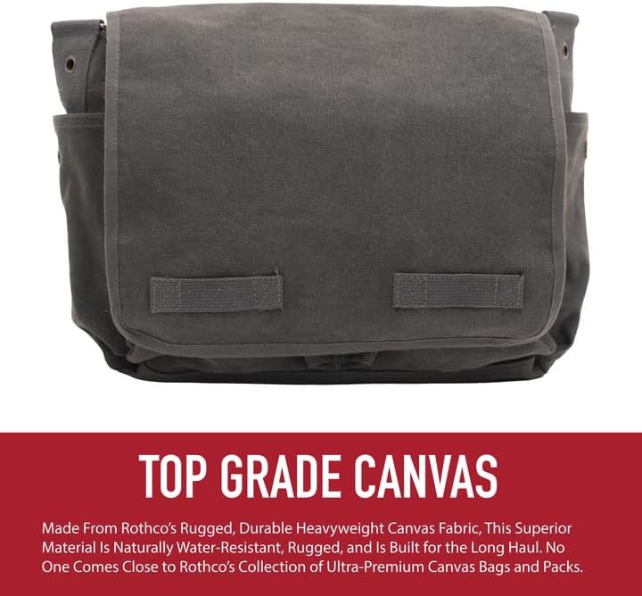 Classic Gray Canvas Shoulder Messenger Bag — photo 4