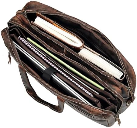 Brown leather messenger shoulder bag 17 in — photo 4