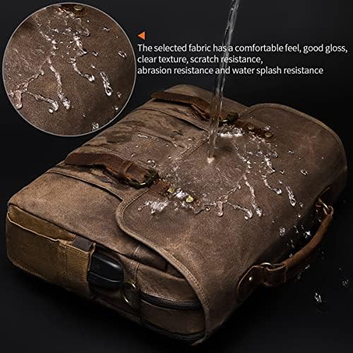 Waxed canvas brown 15.6 inch briefcase — photo 4
