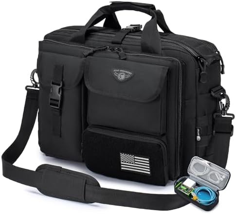 Black tactical laptop briefcase for 15.6 inch devices
