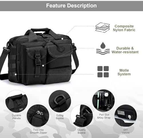 Black tactical laptop briefcase for 15.6 inch devices — photo 4
