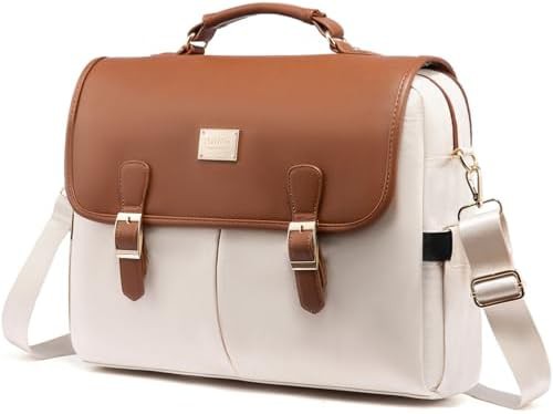 Brown and beige crossbody briefcase
