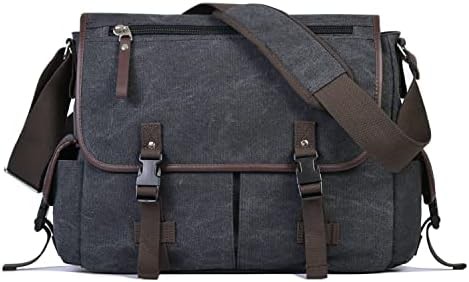 Black anti theft canvas computer briefcase