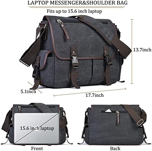 Black anti theft canvas computer briefcase — photo 3
