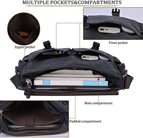 Black anti theft canvas computer briefcase — photo 4