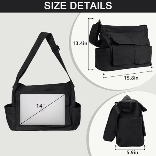 Black Canvas Multi-Pocket Shoulder Bag — photo 3