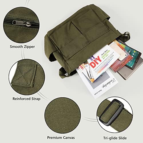 Vintage Green Canvas Hobo Messenger Bag — photo 4