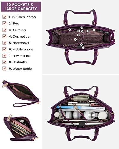 Purple leather briefcase with USB port — photo 4