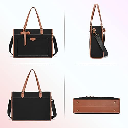 Black canvas laptop tote for women — photo 5