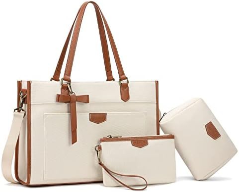 Brown canvas professional laptop tote bag