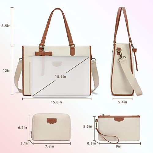 Brown canvas professional laptop tote bag — photo 3