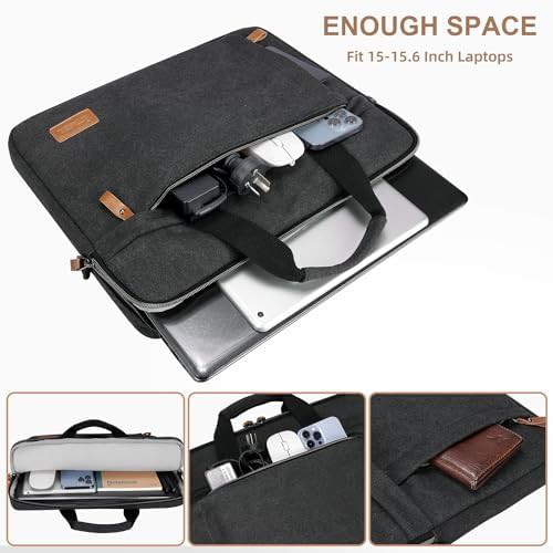 Dark grey canvas laptop briefcase 15.6 — photo 3