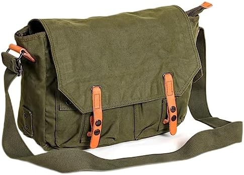 Olive Canvas Vintage Courier Style Bag — photo 4
