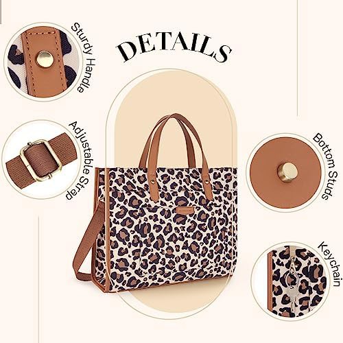 Leopard print canvas casual work handbag — photo 5