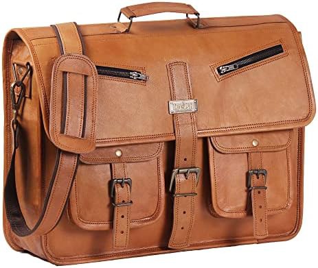 Handmade leather computer satchel 18 in