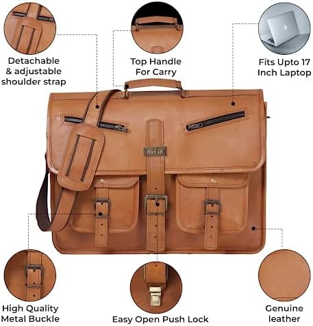 Handmade leather computer satchel 18 in — photo 5