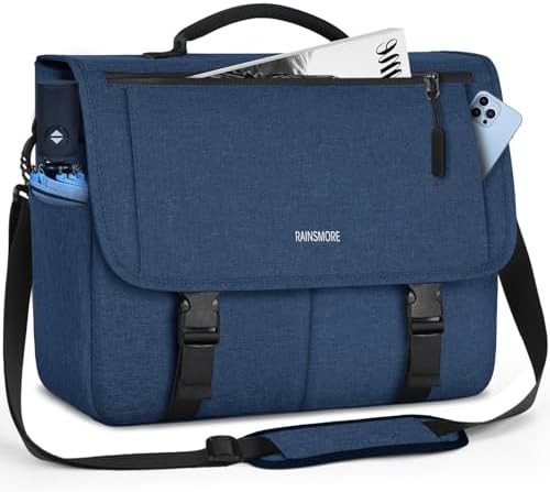 Blue water resistant computer satchel