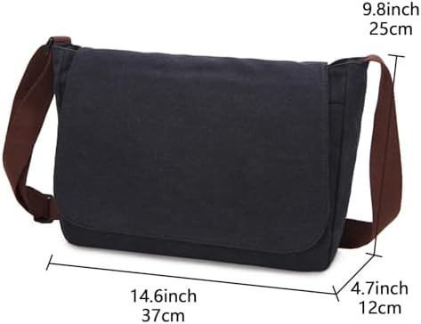 Black canvas vintage work messenger bag — photo 3