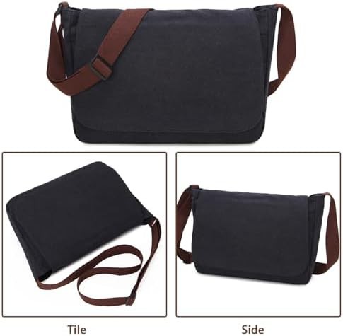 Black canvas vintage work messenger bag — photo 5